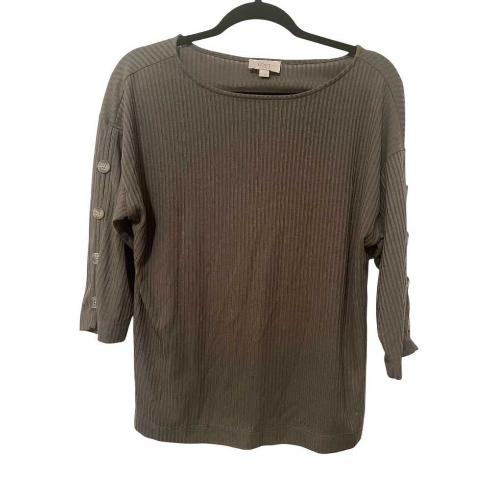 Loft Women's Army‎ Green 3/4 Sleeve Button Detail Blouse Affordable Option Small